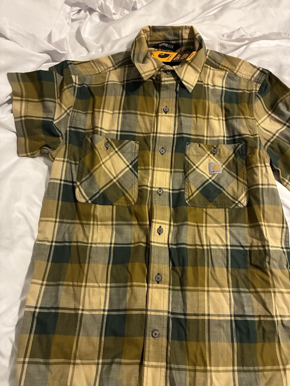 Mens Carhartt Relaxed Fit Medium Plaid Button-up Shirt NWT